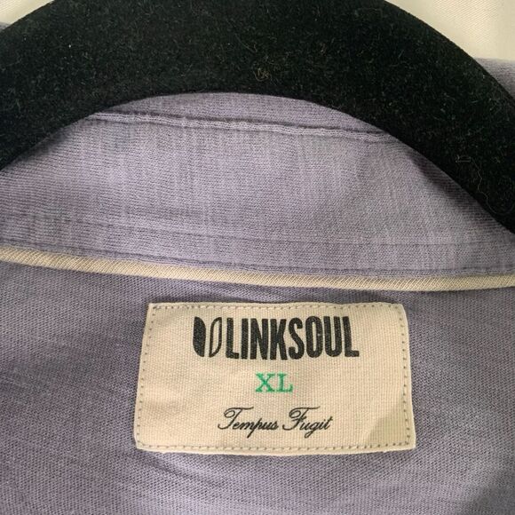 Linksoul Polo Shirt Men XL Grey Short Sleeve Tempus Fugit Collared Luxury Cotton - Picture 2 of 8